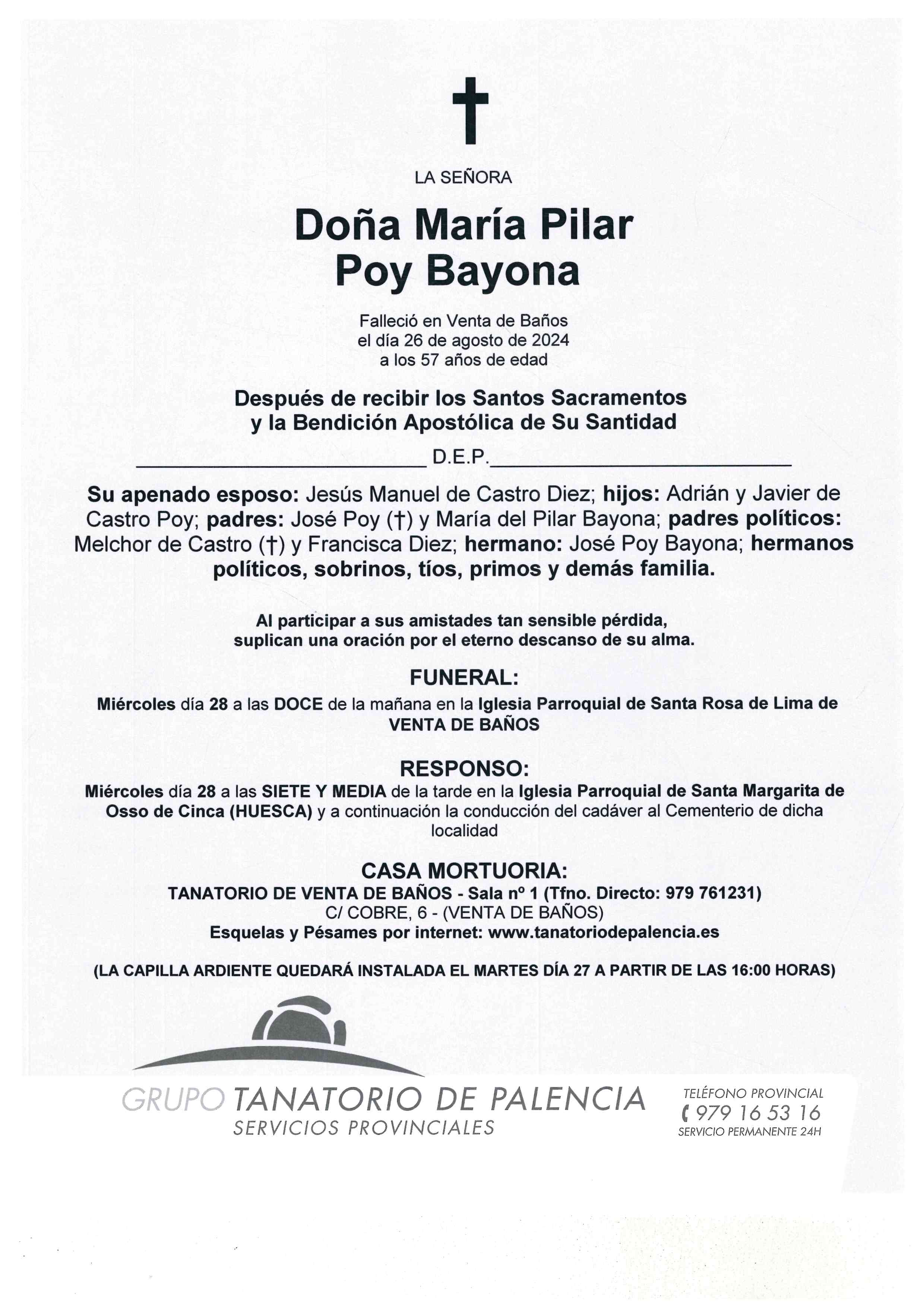 LA SEÑORA DOÑA MARÍA PILAR POY BAYONA